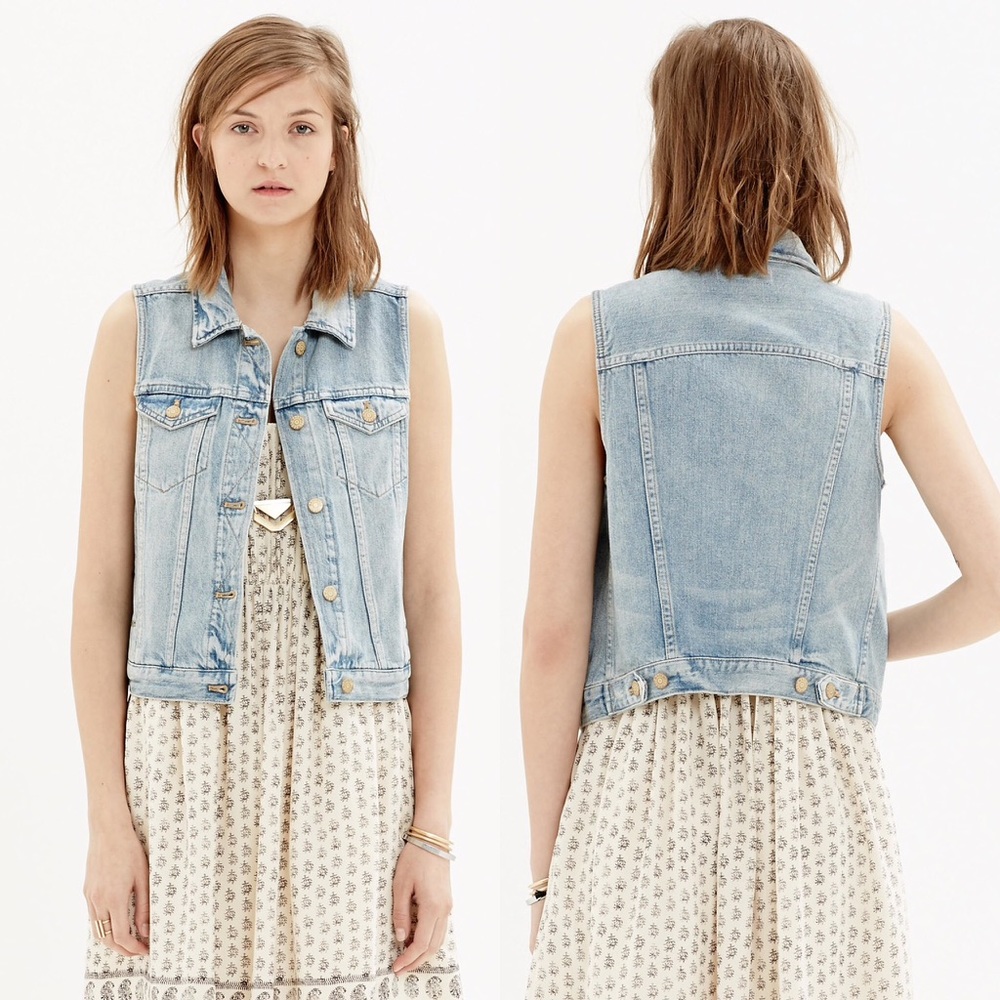 Madewell Denim Jean Vest Clear Blue Size XS